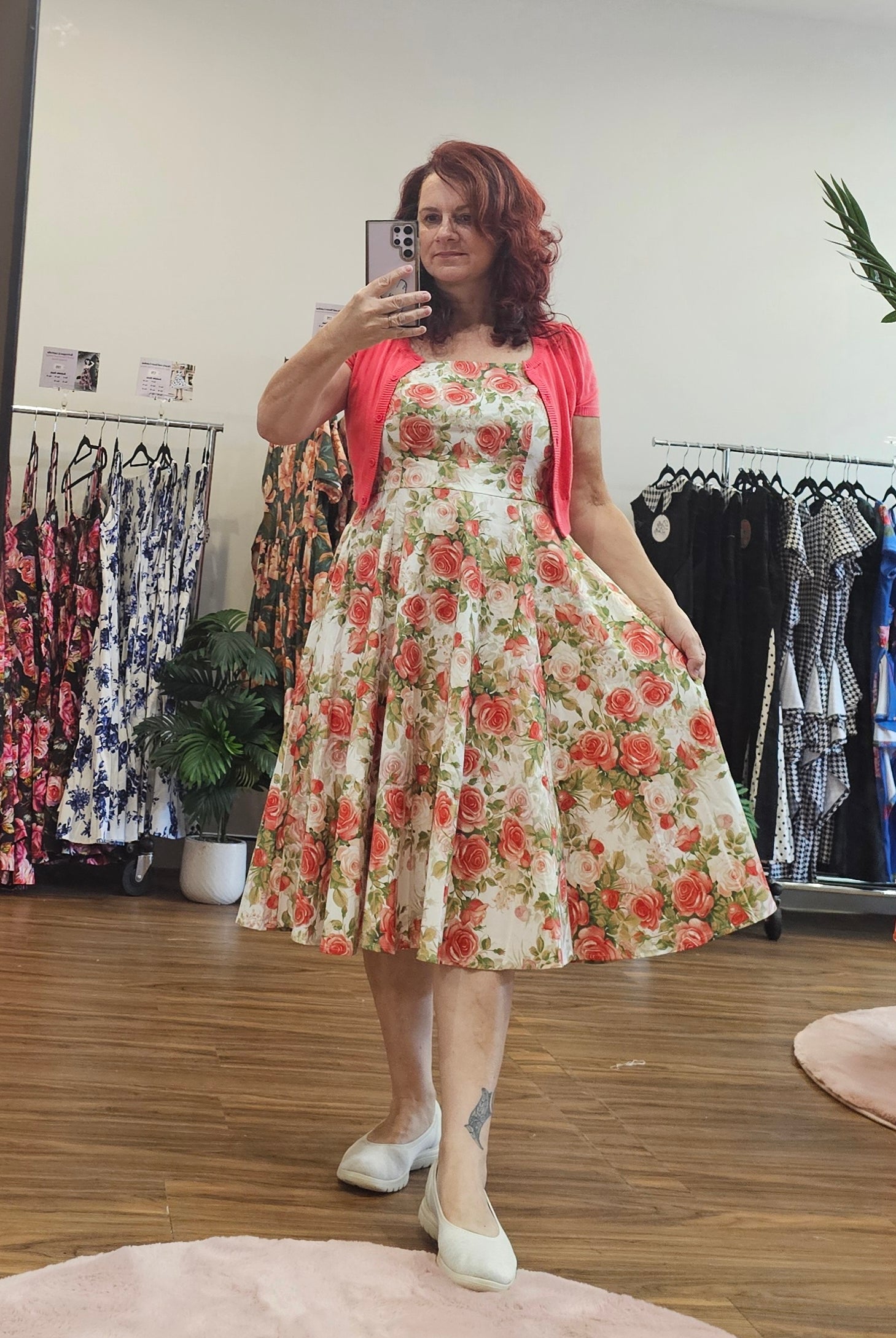Golden Peony 50s Vintage Style Floral Swing Dress - Curvique Vintage
