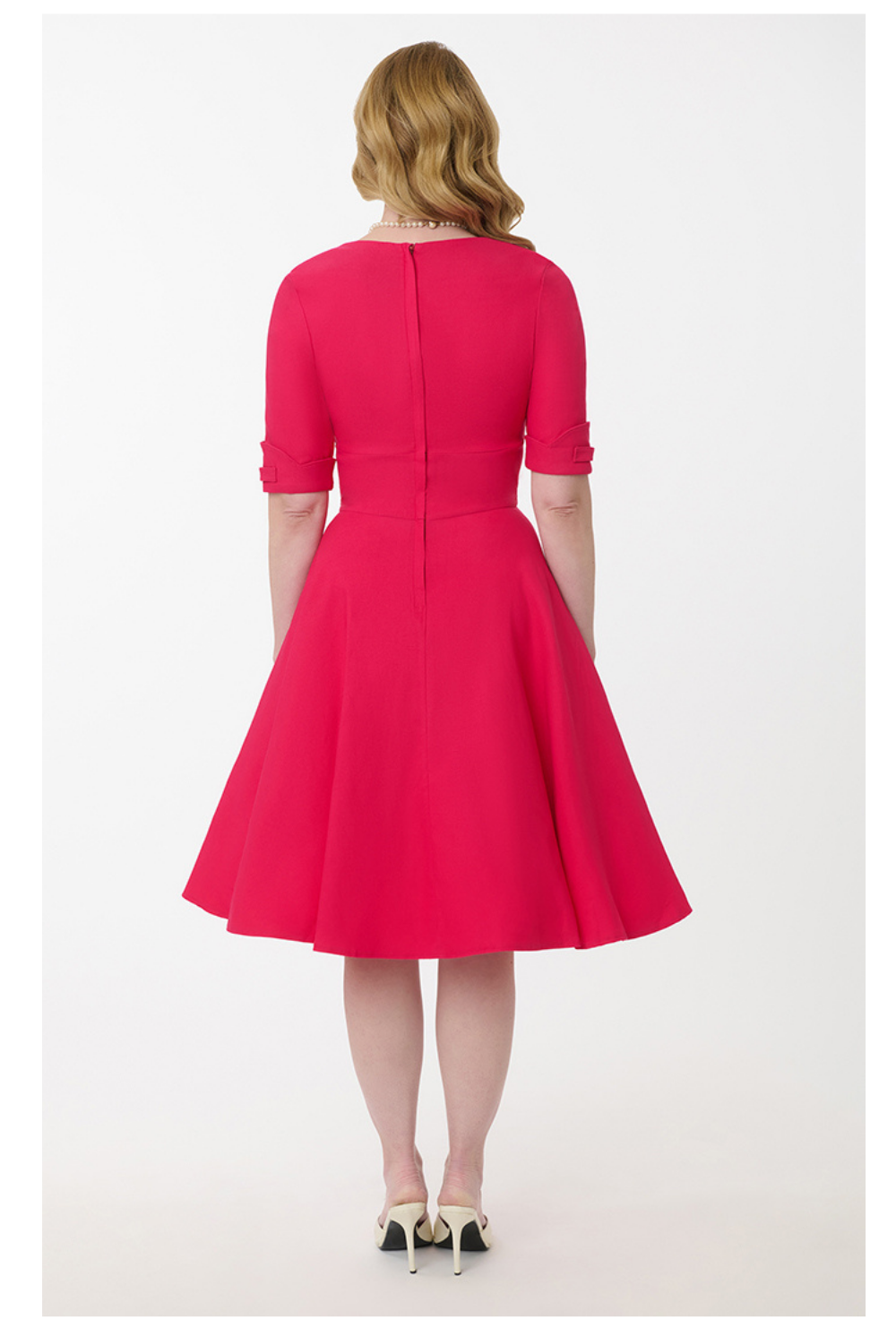 Delores Hot Pink 50s Vintage Style Swing Dress - Curvique Vintage