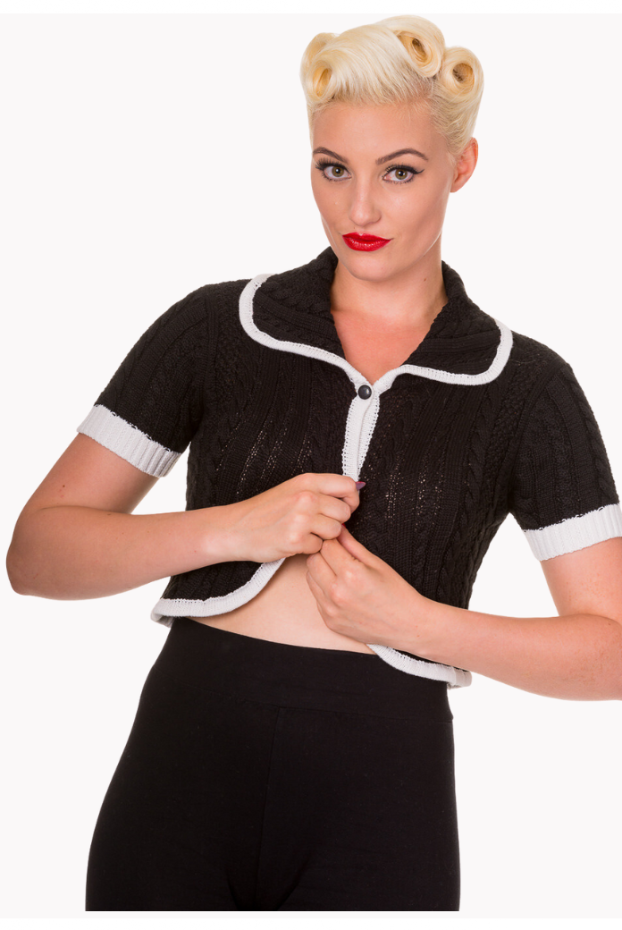 Banned Black & White Knit 50s Style Bolero - Curvique Vintage