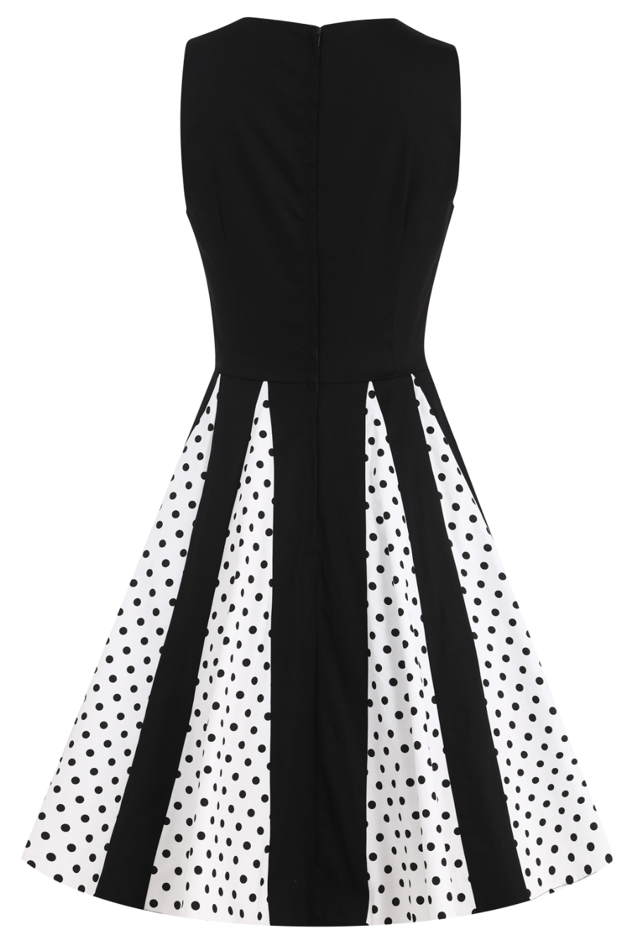 Judith Black Chiffon Polka Dot Black/White Skirt Retro Swing Dress - Curvique Vintage