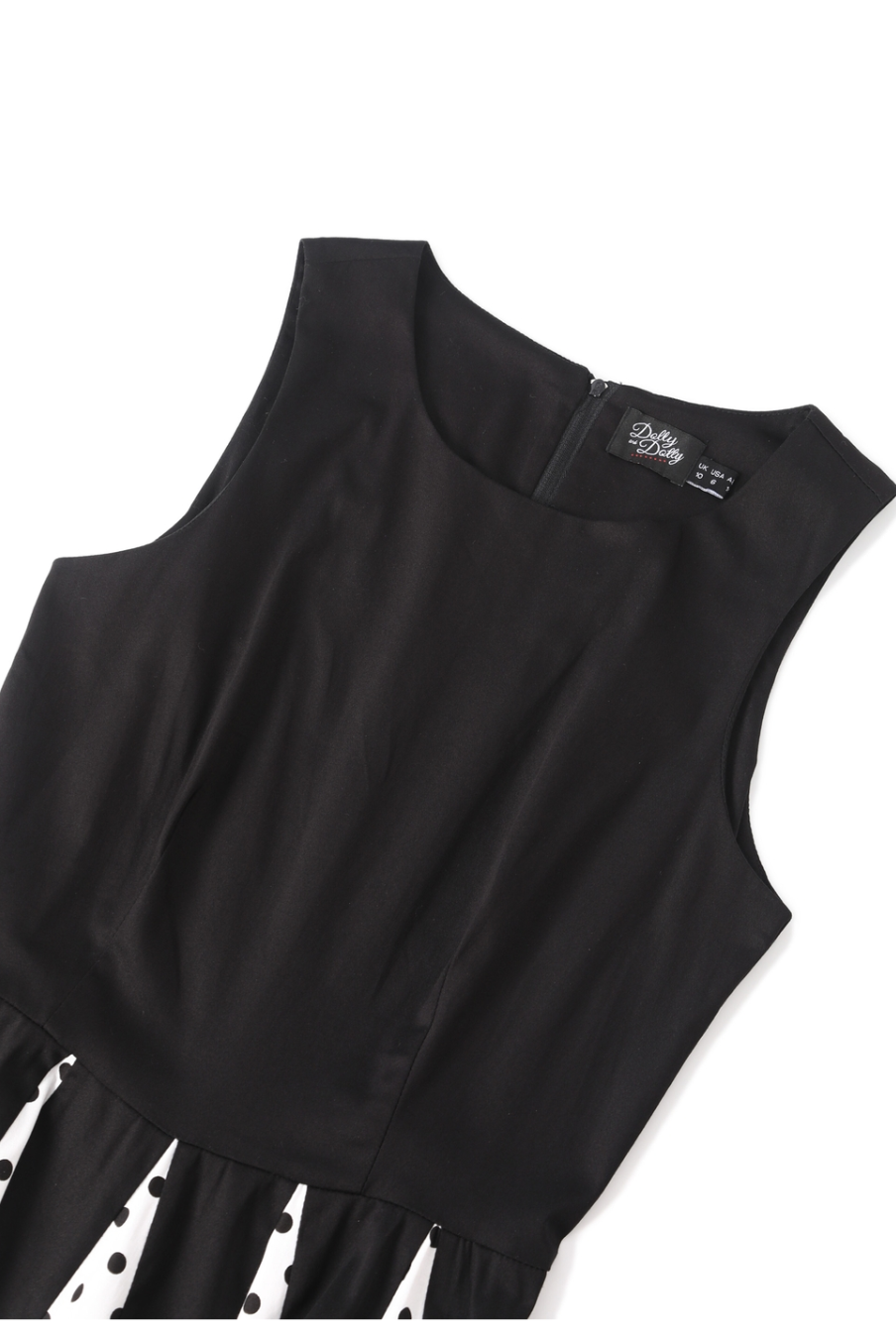 Judith Black Chiffon Polka Dot Black/White Skirt Retro Swing Dress - Curvique Vintage