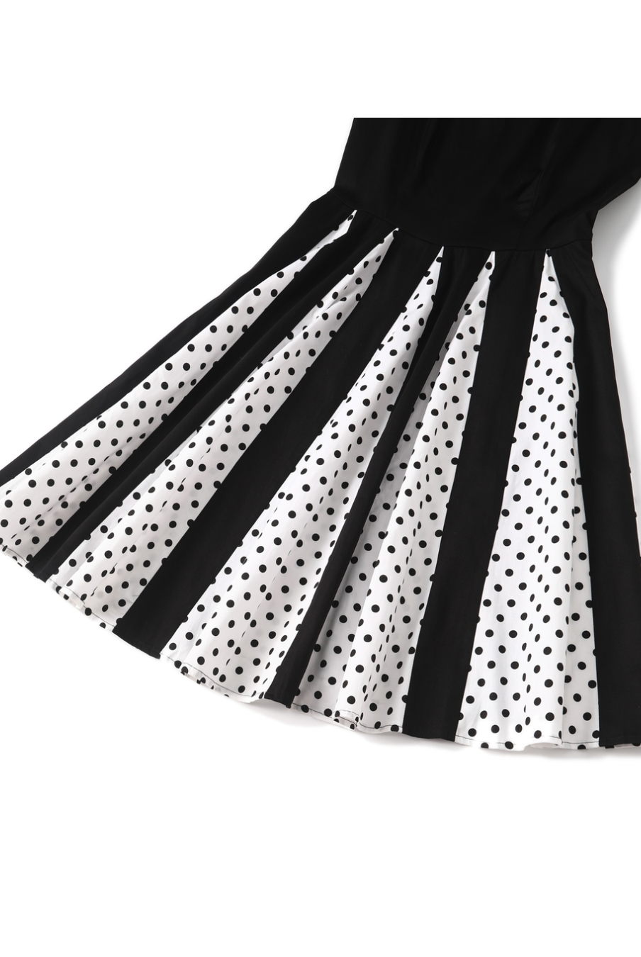 Judith Black Chiffon Polka Dot Black/White Skirt Retro Swing Dress - Curvique Vintage