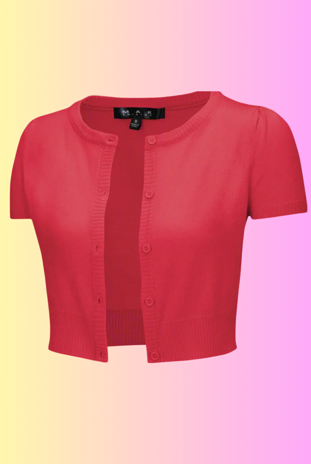 MAK ROSE PINK Short Sleeve Crewneck Knit Bolero - Curvique Vintage