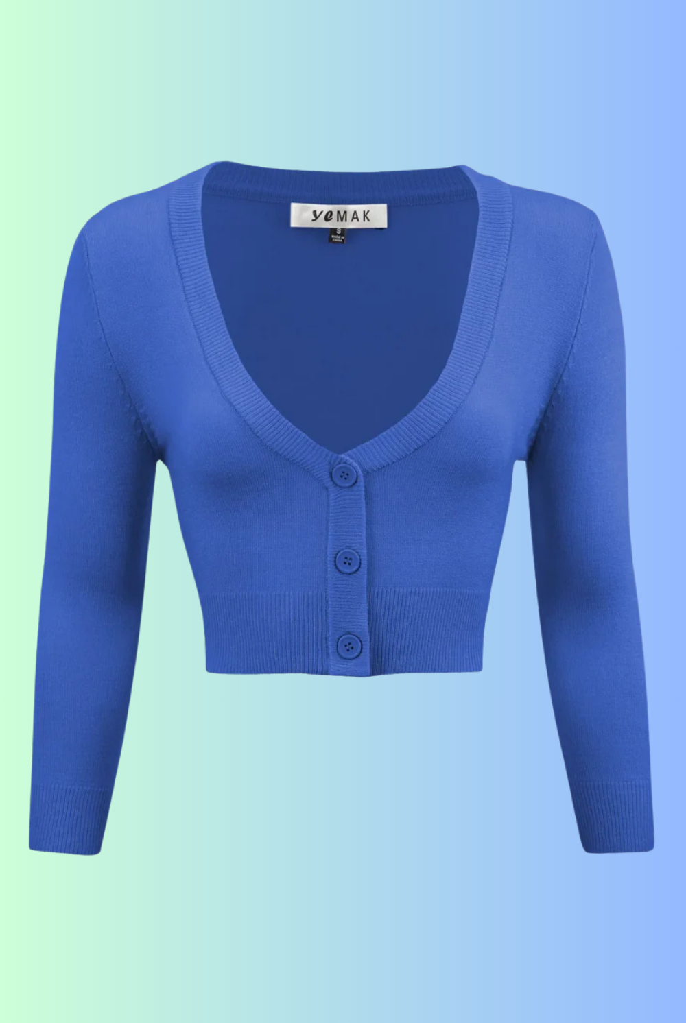 MAK Cropped Viola Retro Style 3/4 Sleeve Cardigan - Curvique Vintage