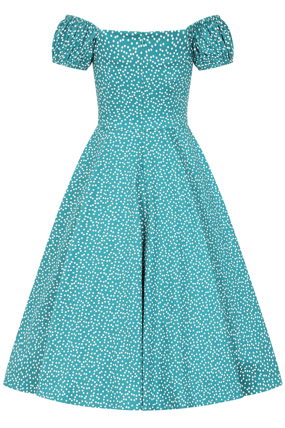 Lila Green Polka Dot Vintage Style Swing Dress - Curvique Vintage