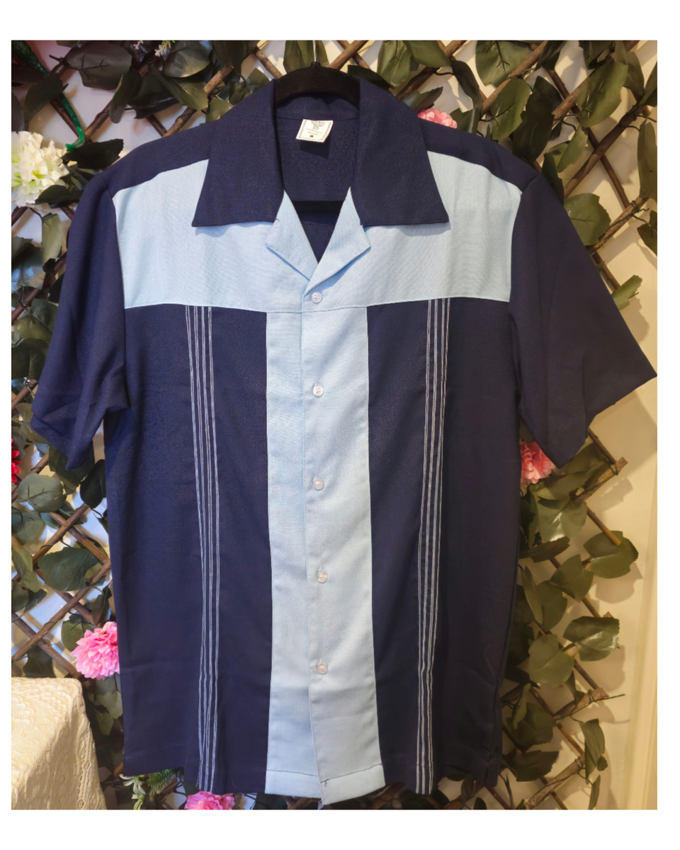 50s~　Vintage WEBER Bowling Shirt Navy Men's 50s T Panel Vintage Bowling Shirt - Navy/blue – Curvique Vintage