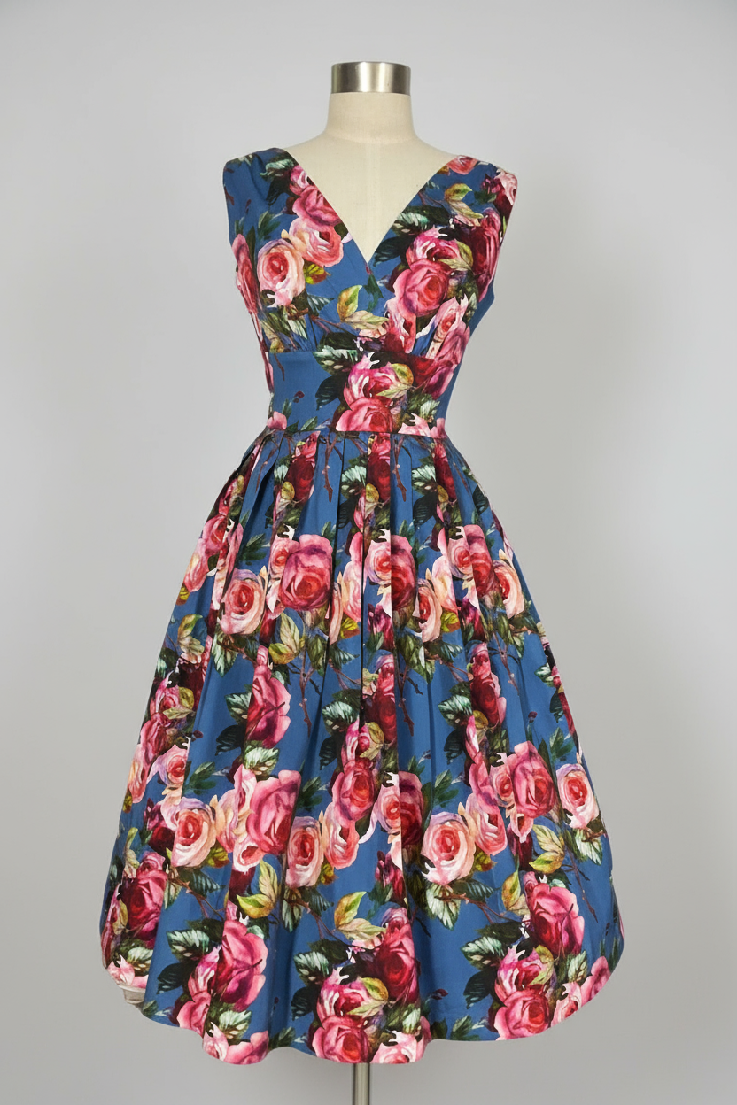 Vivian Carolina Garden 50s Vintage Style Dress - Curvique Vintage