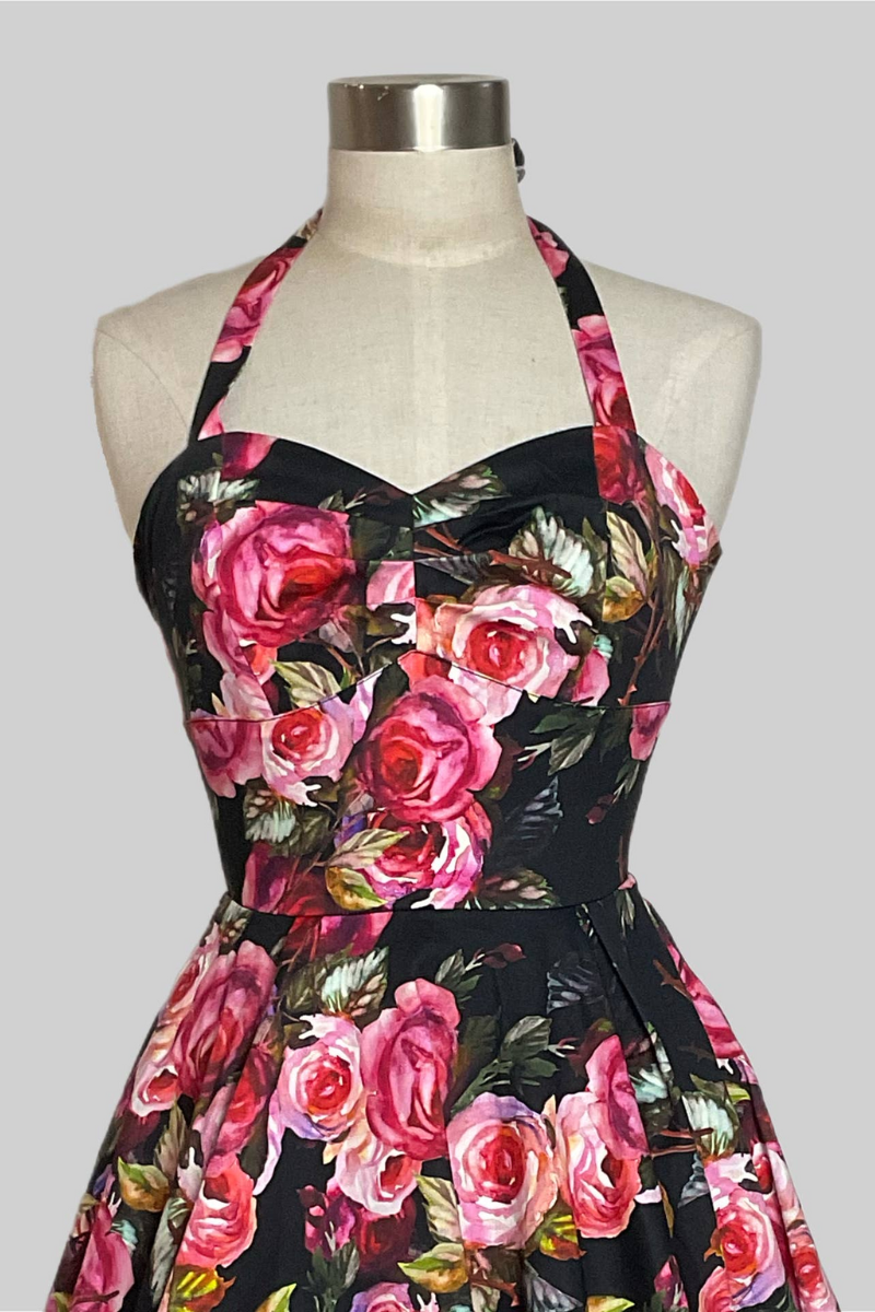 Sandi Georgia Floral 50s Vintage Style Garden Swing Dress - Curvique Vintage