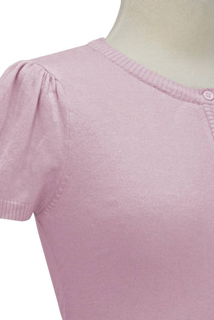 MAK Orchid Crewneck Button Down Short Sleeve Bolero - Curvique Vintage