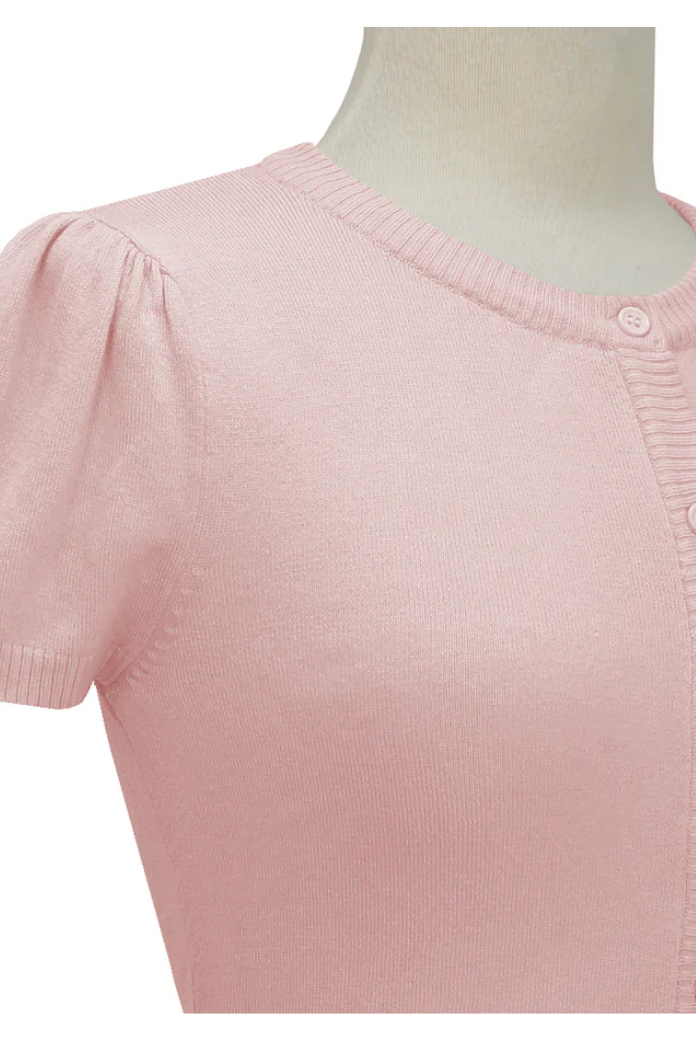 Short Sleeve Blush Crewneck Knit Bolero - Curvique Vintage