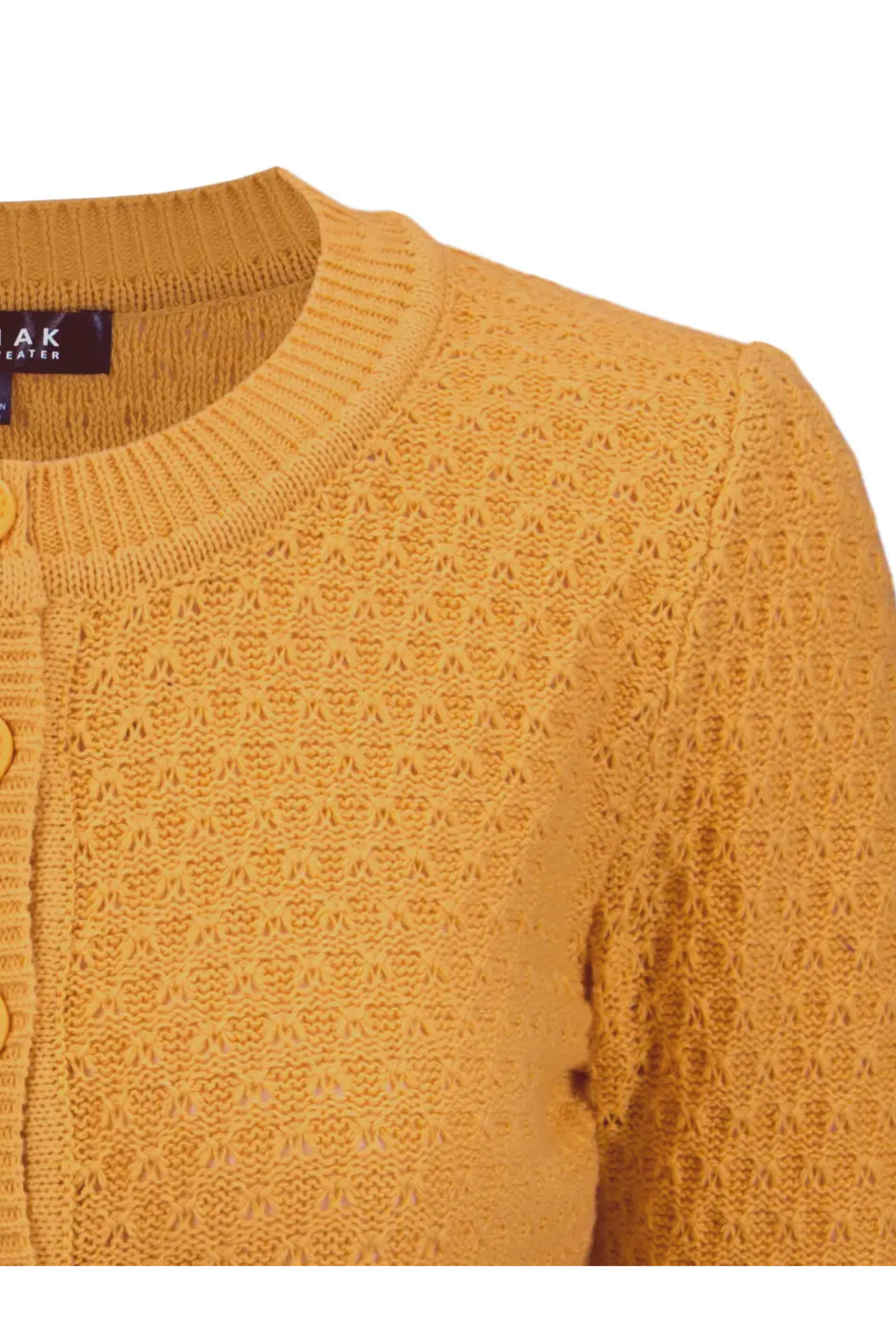 MAK 3/4 Sleeve Cotton Cardigan - Bronze - Curvique Vintage