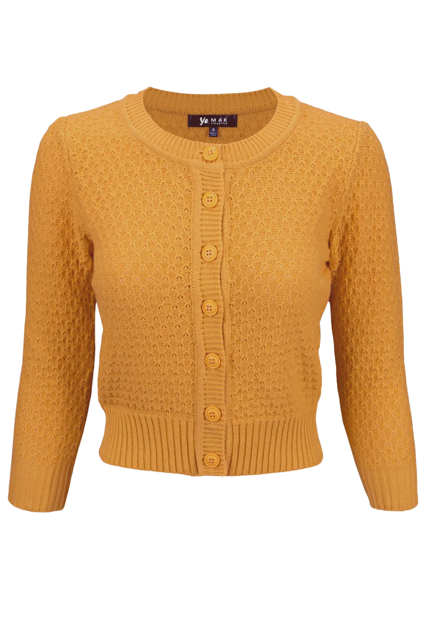 MAK 3/4 Sleeve Cotton Cardigan - Bronze - Curvique Vintage