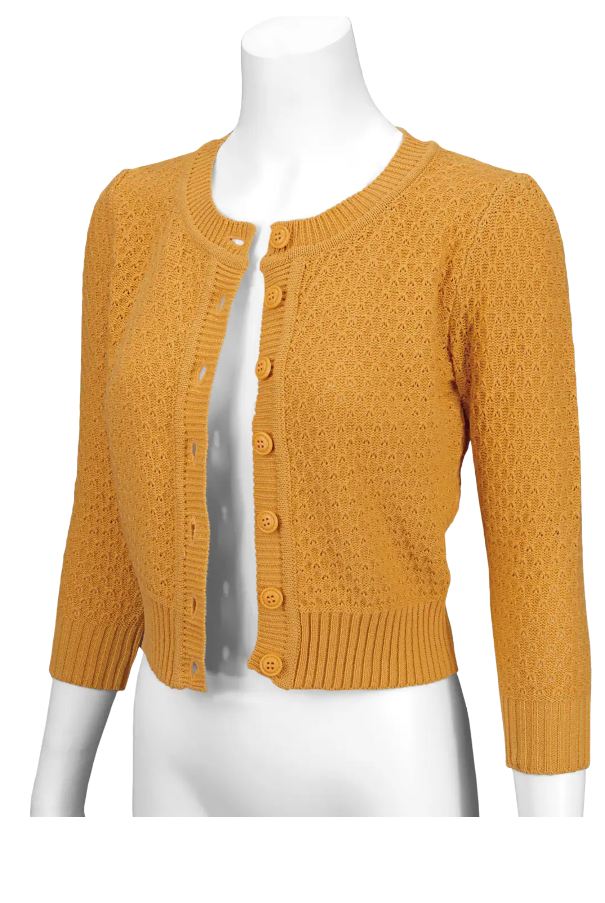 MAK 3/4 Sleeve Cotton Cardigan - Bronze - Curvique Vintage