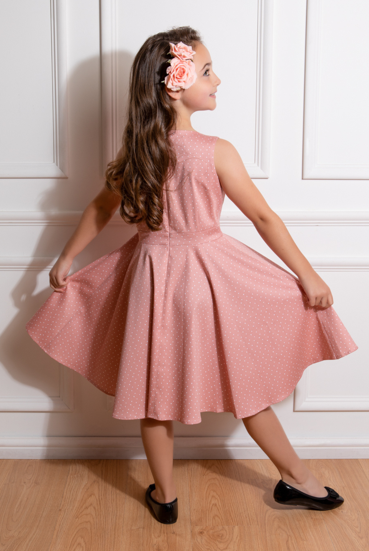Elodie Polka Dot Swing Dress in Kids - Curvique Vintage