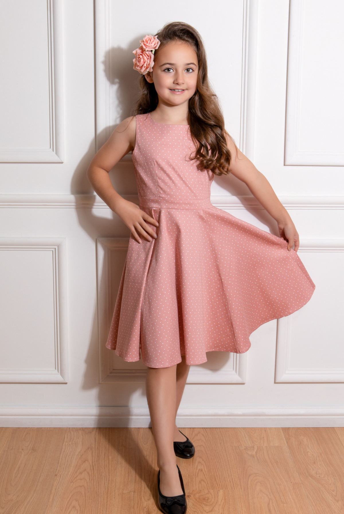 Elodie Polka Dot Swing Dress in Kids - Curvique Vintage