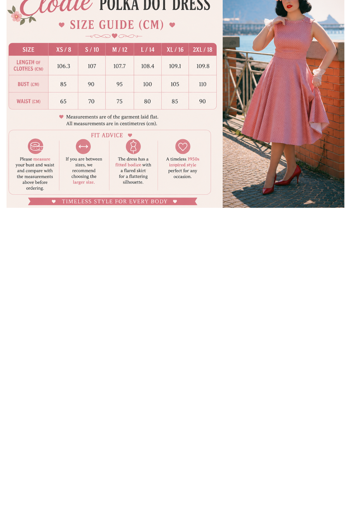 Elodie Polka Dot Pink 50s Vintage Style Swing Dresss - Curvique Vintage