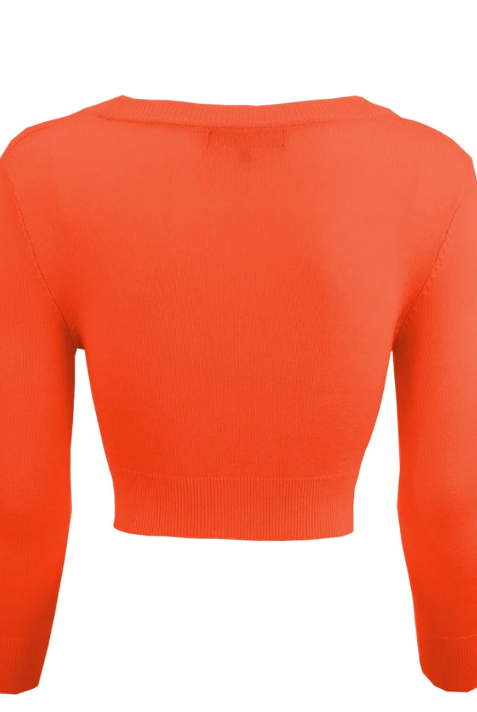MAK Cropped Fiesta Retro Style 3/4 Sleeve Cardigan - Curvique Vintage