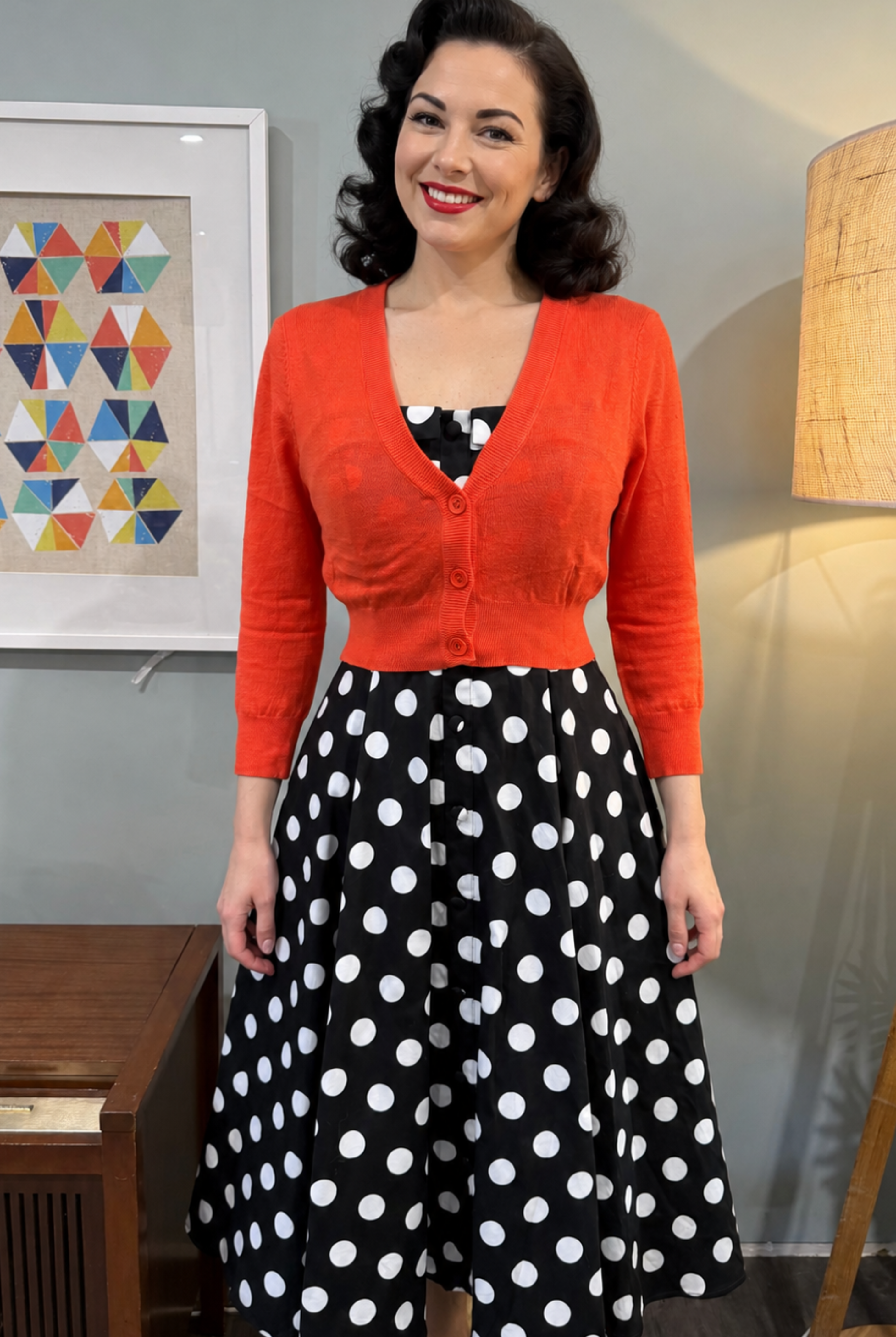 MAK 3/4 Sleeve Fiesta Retro Cardigan - Curvique Vintage