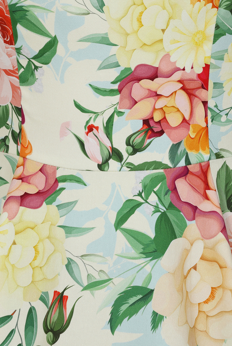 Golden Peony 50s Vintage Style Floral Swing Dress - Curvique Vintage