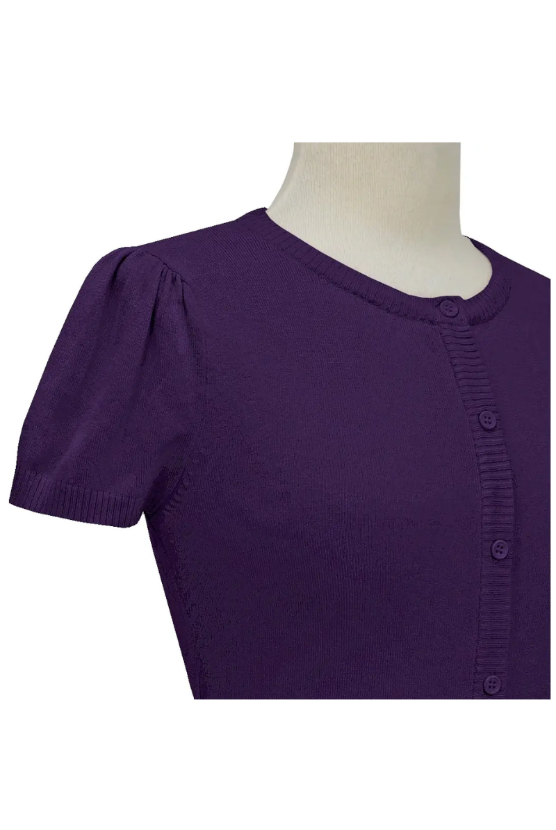 Short Sleeve GRAPE Crewneck Knit Vintage Style Bolero - Curvique Vintage