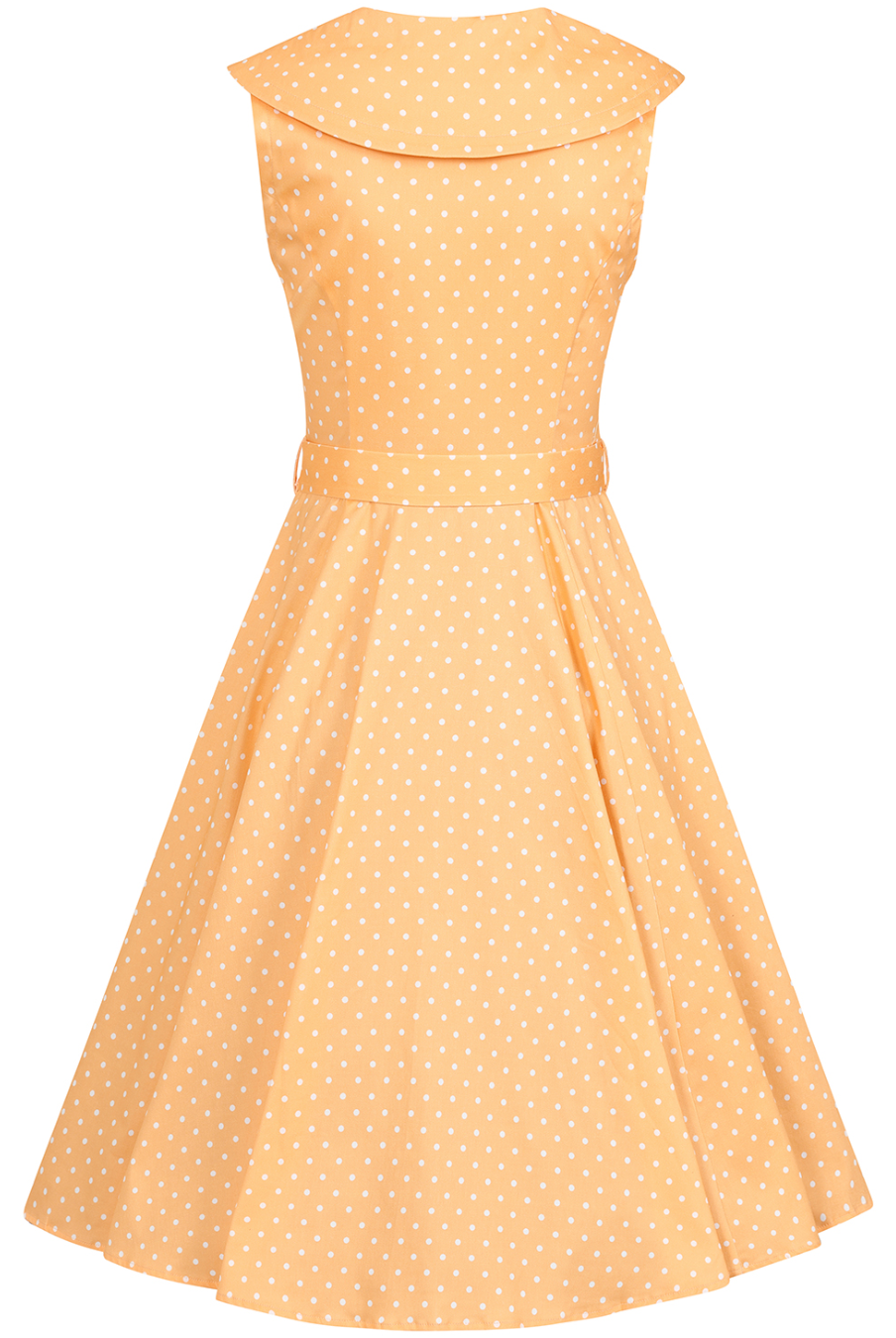 Hannah Light Orange Polka Dot Sleeveless 50s Vintage Style Swing Dress - Curvique Vintage