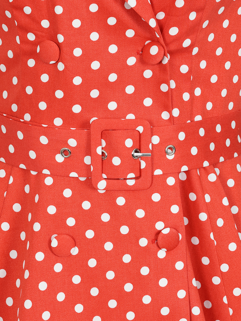 Hannah Red Poka Dot 50s Vintage Inspired Swing Dress - Plus Size - Curvique Vintage