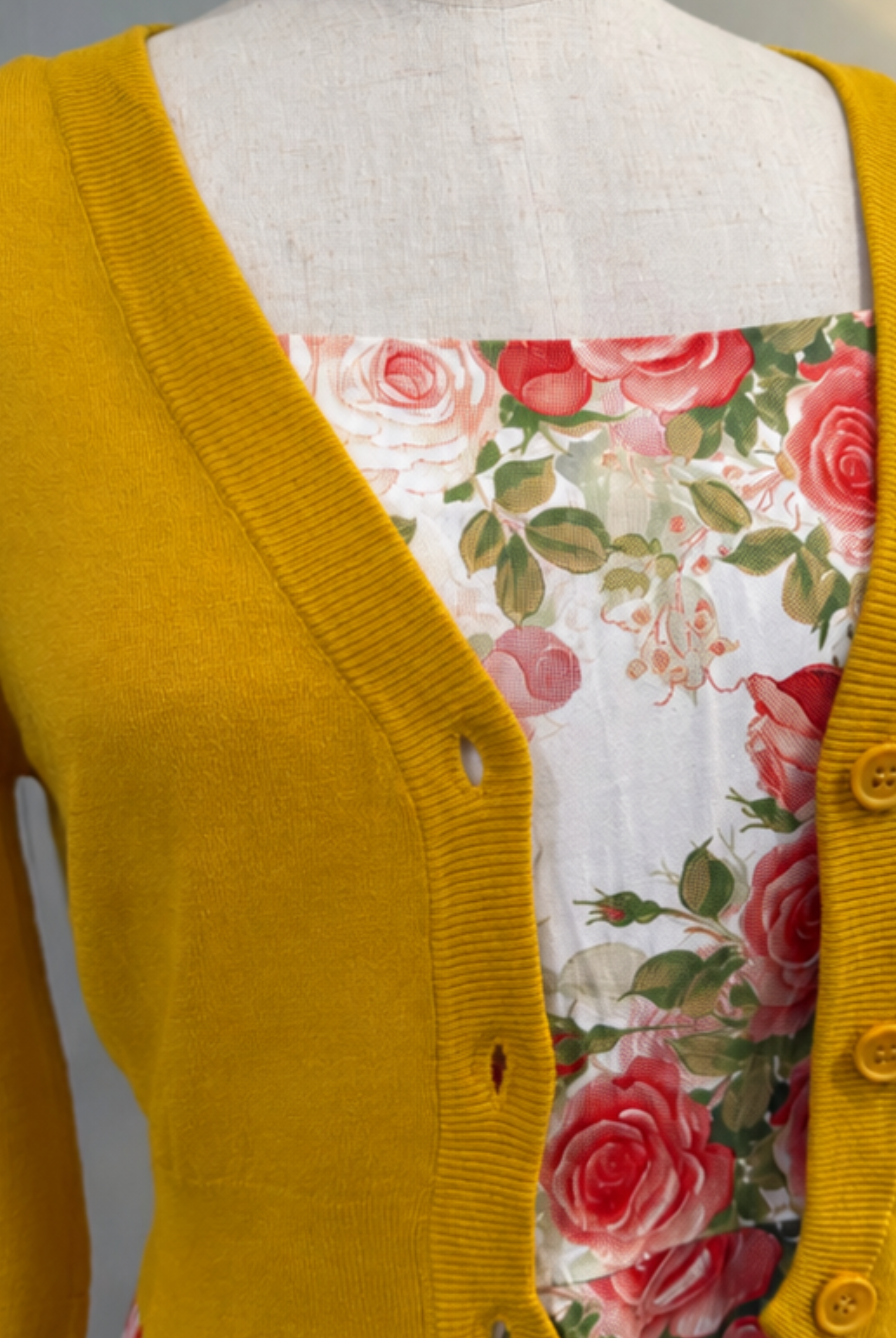 MAK 3/4 Sleeve Honey Retro Cardigan - Curvique Vintage
