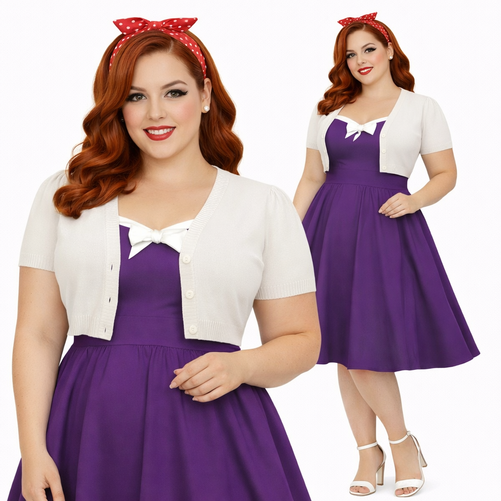 PLUS SIZE V Neck IVORY Cropped Button Down Short Sleeve Bolero - Curvique Vintage