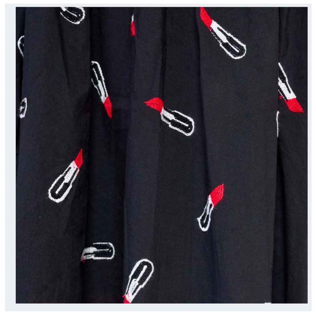 Lipstick Embroidered Flare Retro Inspired Dress - Curvique Vintage