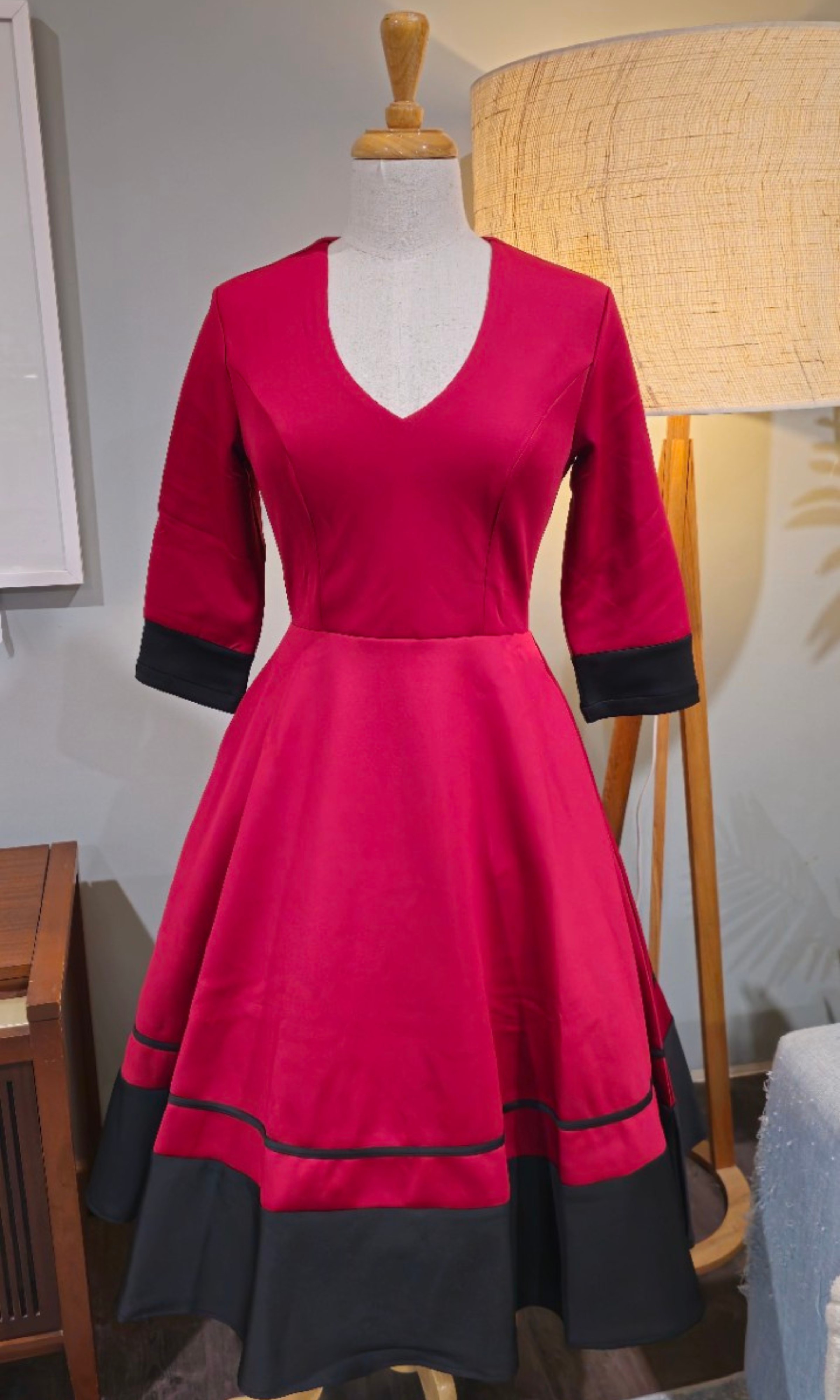 Maria Two-Tone Burgundy Vintage dress
