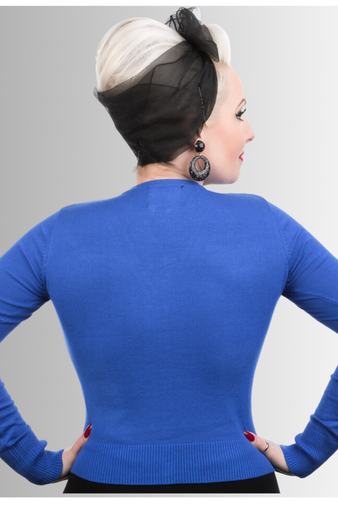Midnight Blue Retro Knitted Cardigan - Curvique Vintage