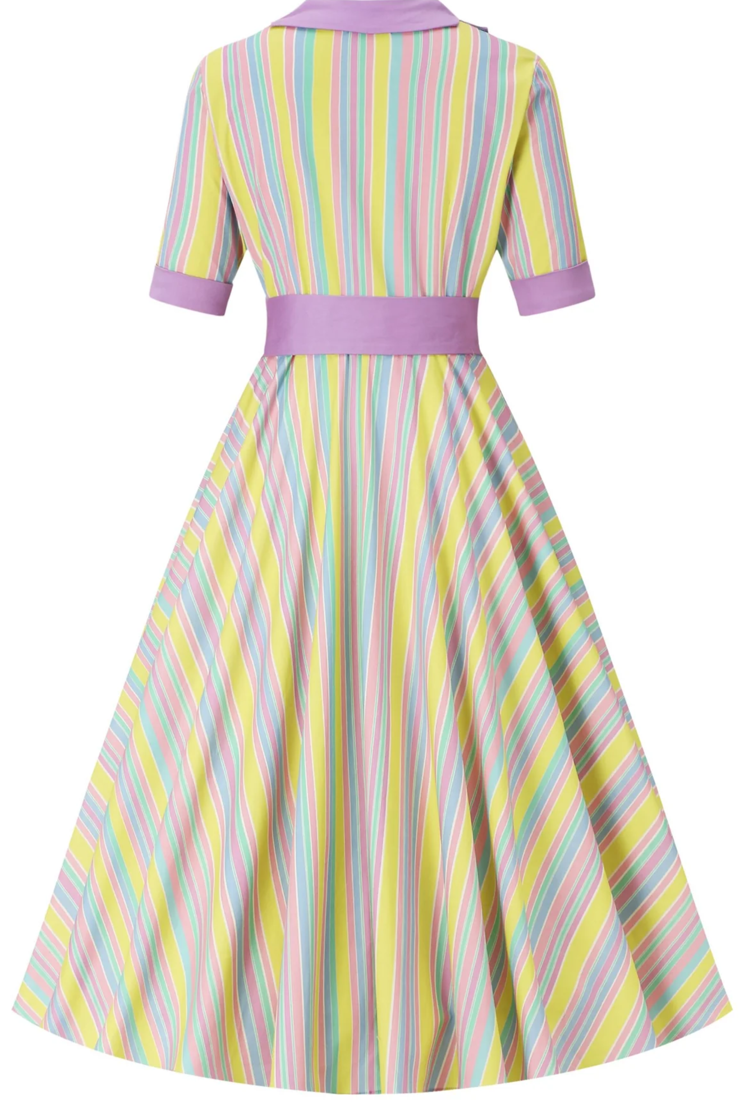 PRE ORDER Mollie Lilac Striped Full Circle Vintage Style Shirt Dress - Curvique Vintage