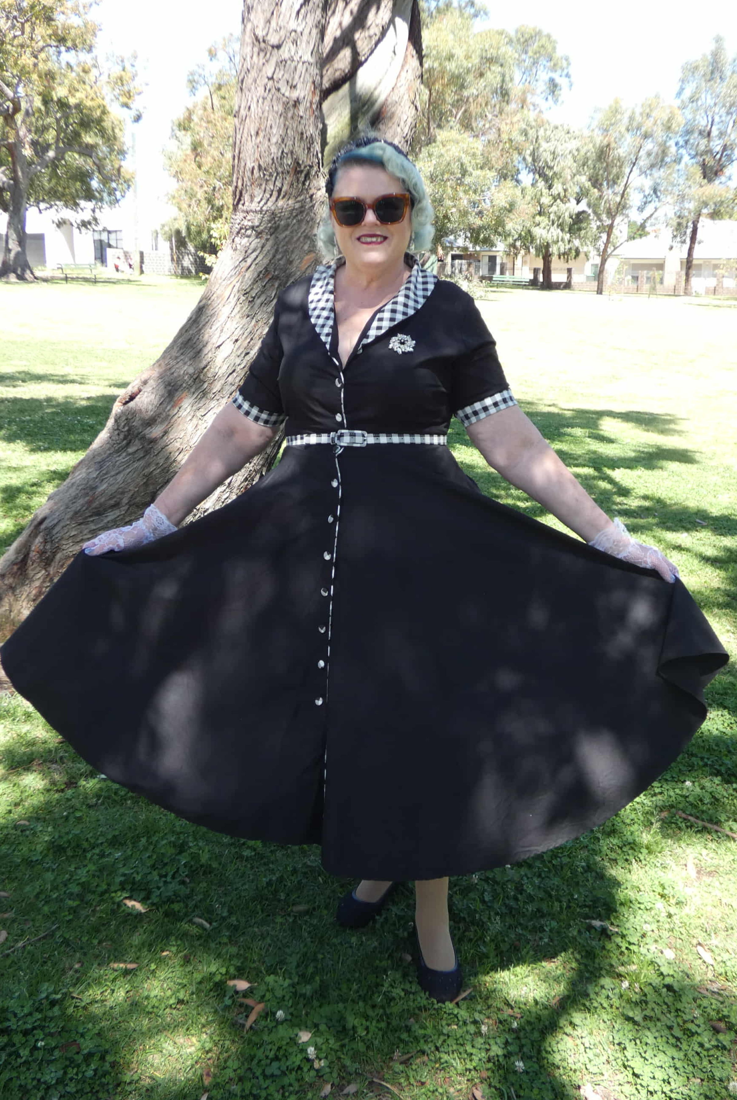 Mollie Classic Black Full Circle Shirt Dress with Gingham - Curvique Vintage