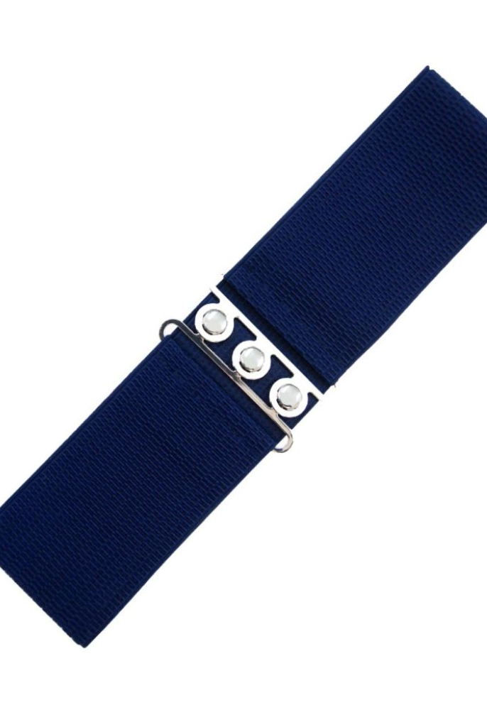 Retro 50s Style Vintage Stretch Belt - Navy (Plus Size) - Curvique Vintage