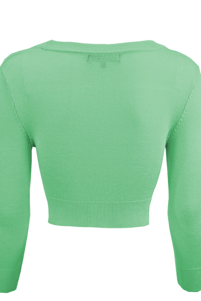 MAK Cropped Opal Retro Style 3/4 Sleeve Cardigan - Curvique Vintage