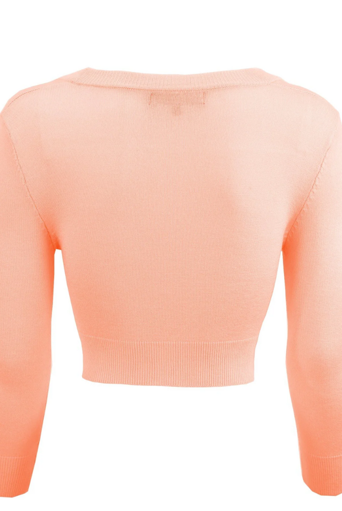 MAK Peach Retro Style 3/4 Sleeve Cardigan - Curvique Vintage