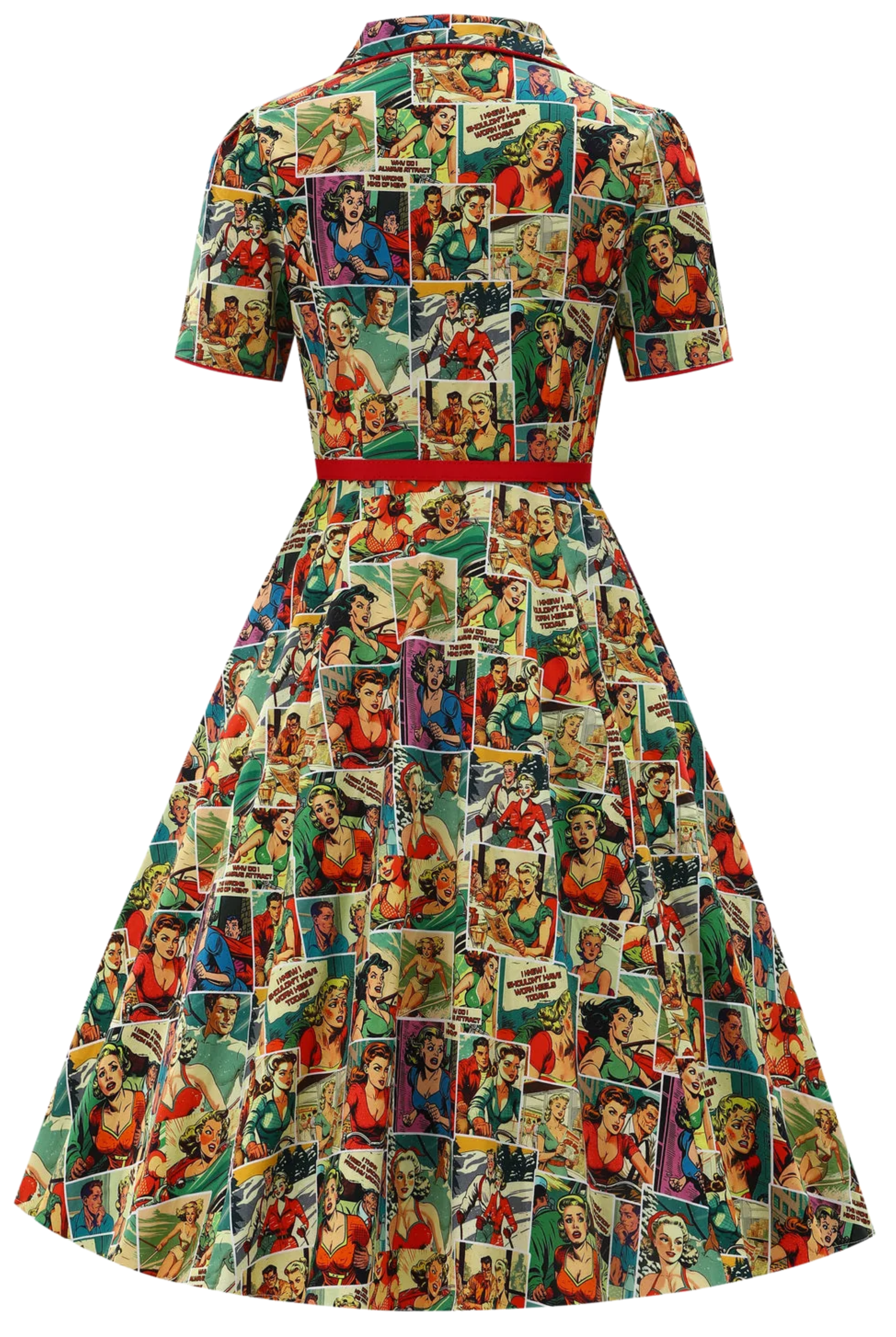 PRE ORDER Penelope II Yellow Rockabilly Comic Strip 1950s Shirt Dress - Curvique Vintage