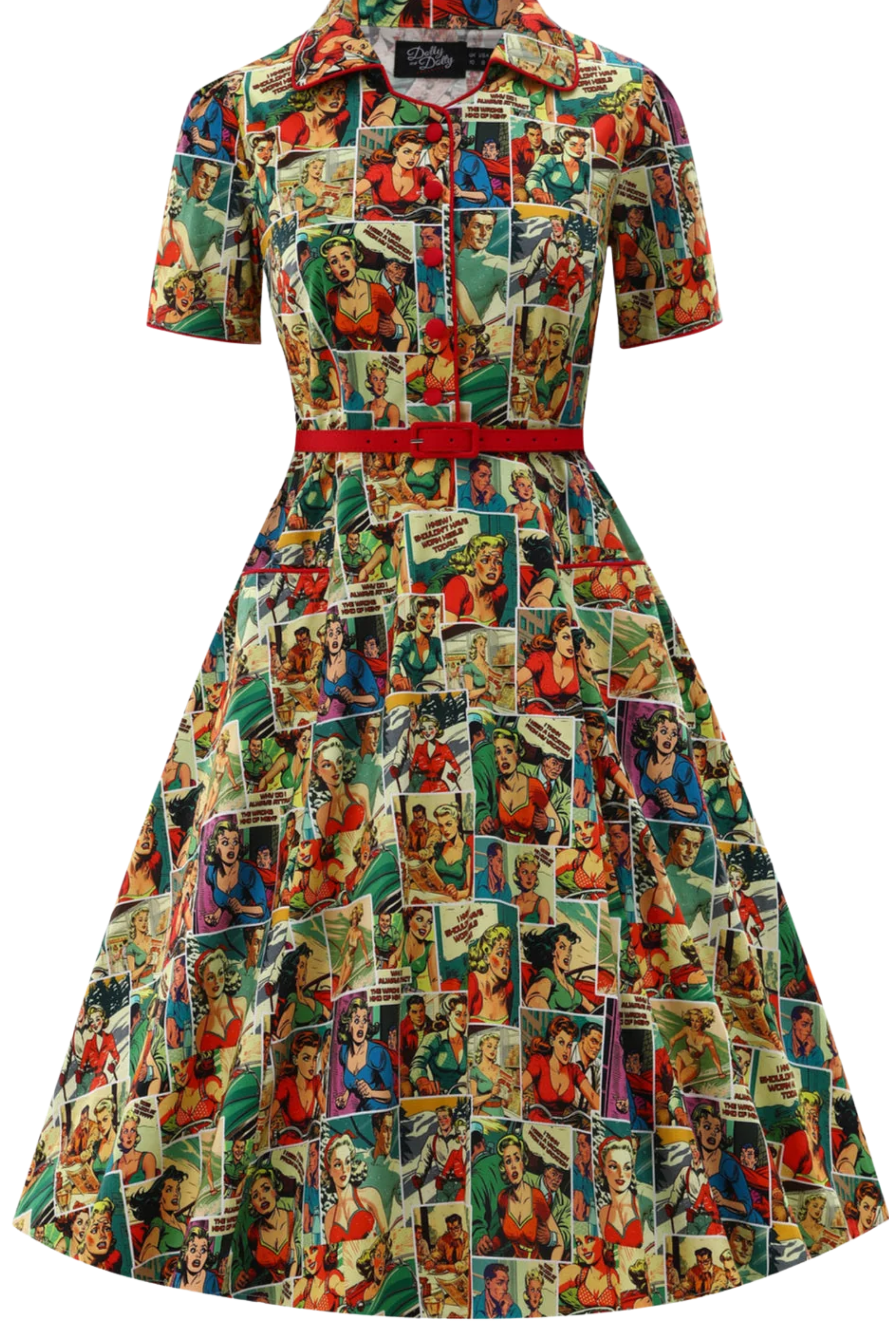 PRE ORDER Penelope II Yellow Rockabilly Comic Strip 1950s Shirt Dress - Curvique Vintage