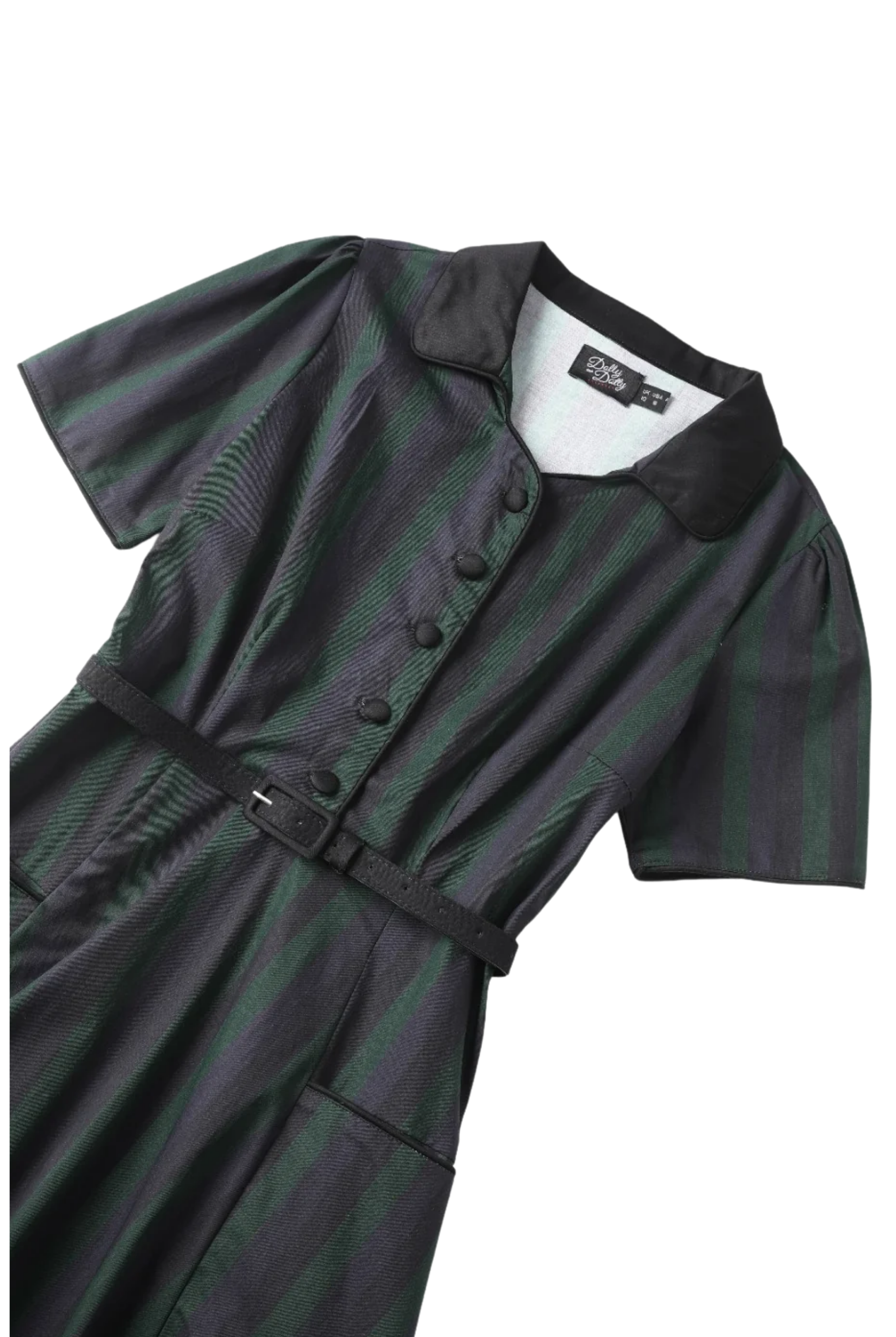 Penelope II Black & Green Stripe Shirt Dress - Pre-Order Deposit - Curvique Vintage