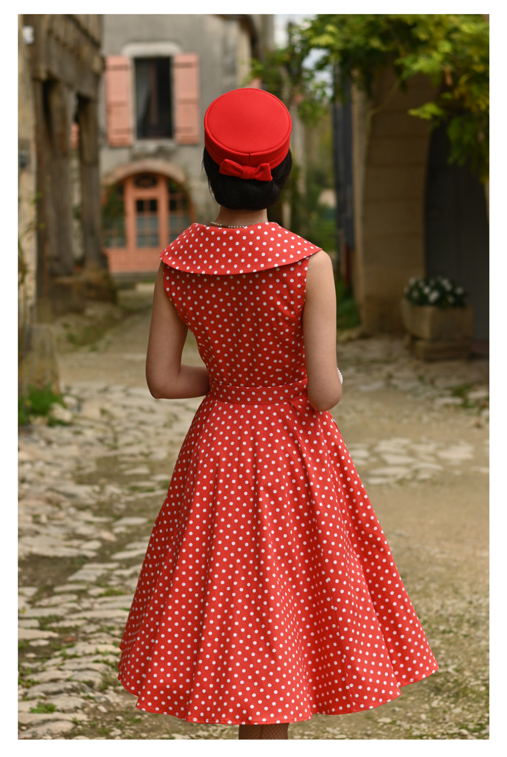 Hannah Red Polka Dot Sleeveless 50s Vintage Style Swing Dress - Curvique Vintage