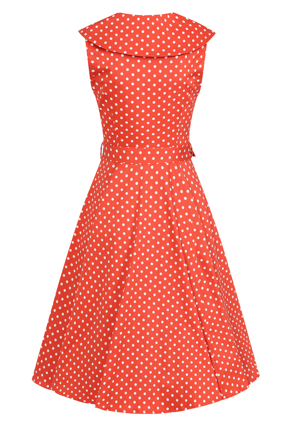 Hannah Red Polka Dot Sleeveless 50s Vintage Style Swing Dress - Curvique Vintage