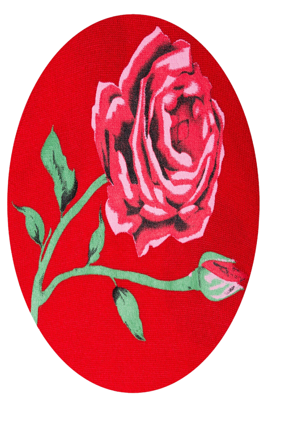 Red Rose Print 50s Retro Knit Cardigan - Curvique Vintage