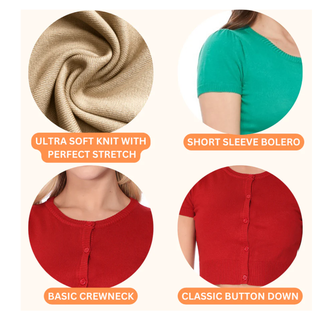 MAK SAGE Short Sleeve Crewneck Knit Bolero - Curvique Vintage