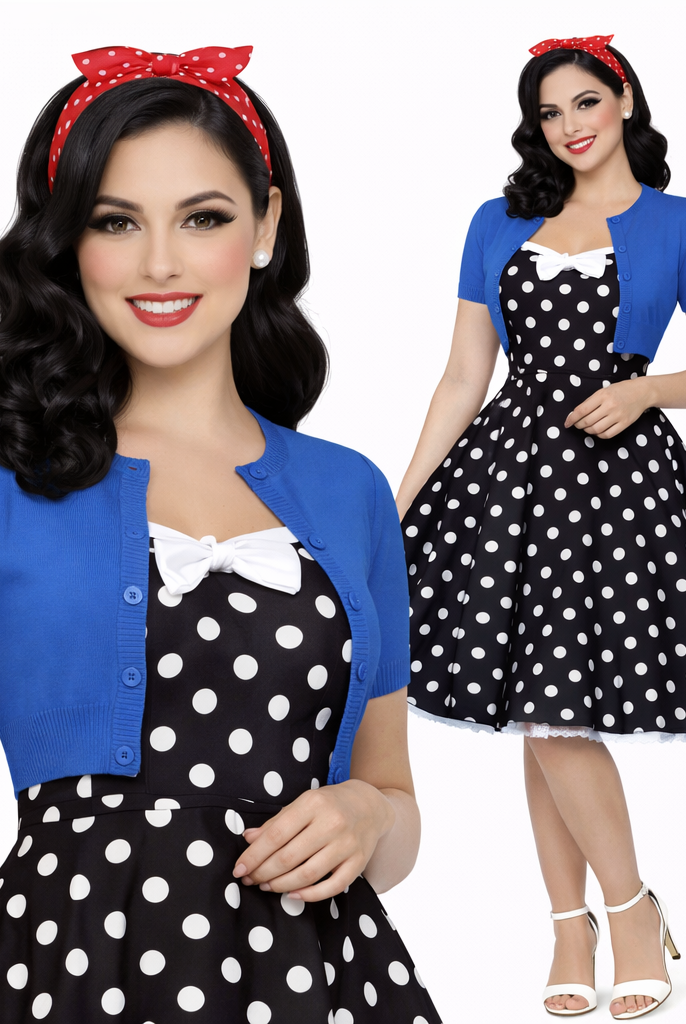 Short Sleeve VIOLA Crewneck Knit Vintage Style Bolero - Curvique Vintage