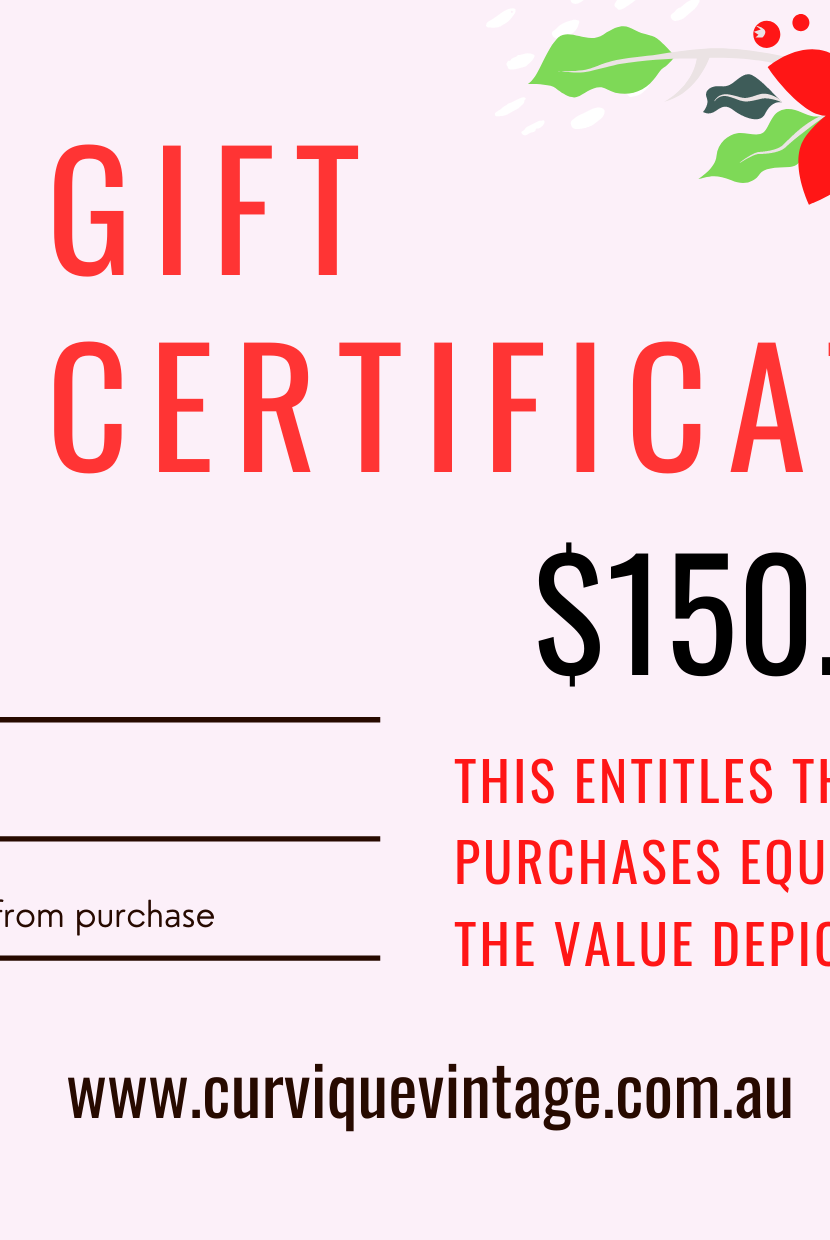 Gift Certificate $150.00 - Curvique Vintage