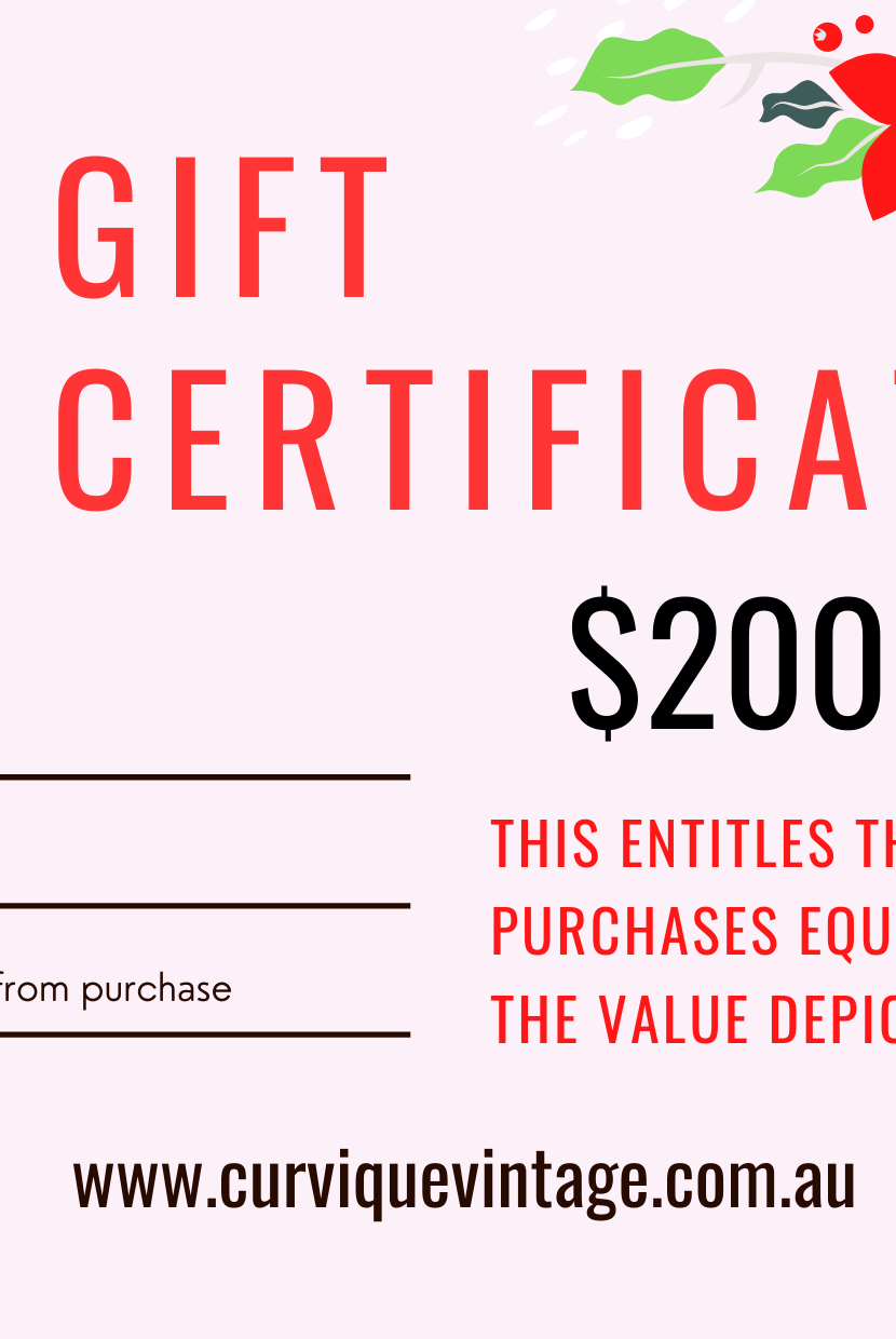 Gift Certificate $200.00 - Curvique Vintage