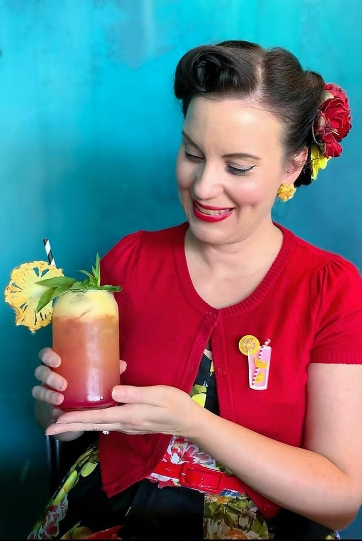 MAK Cropped Red Button Down Short Sleeve Bolero - Curvique Vintage