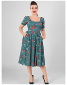 Giada Hummingbird Eden Retro Swing Dress - Curvique Vintage