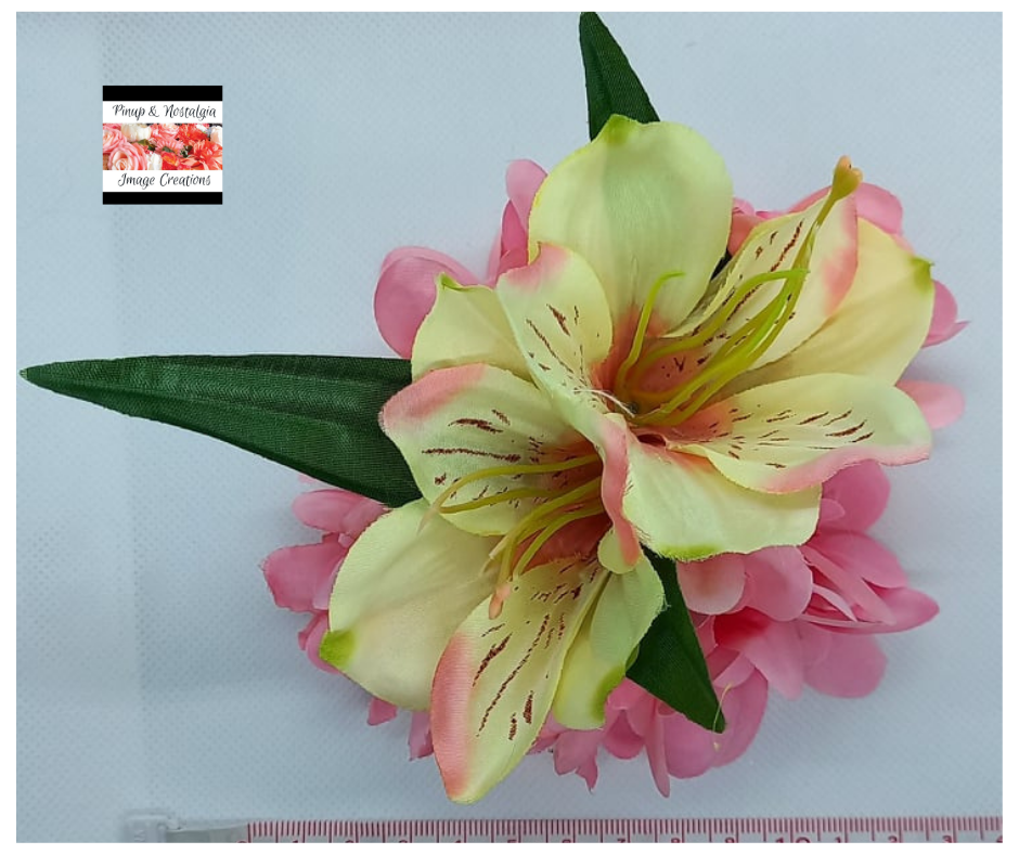 Pink Floral and White Orchids Hair Flower - Curvique Vintage