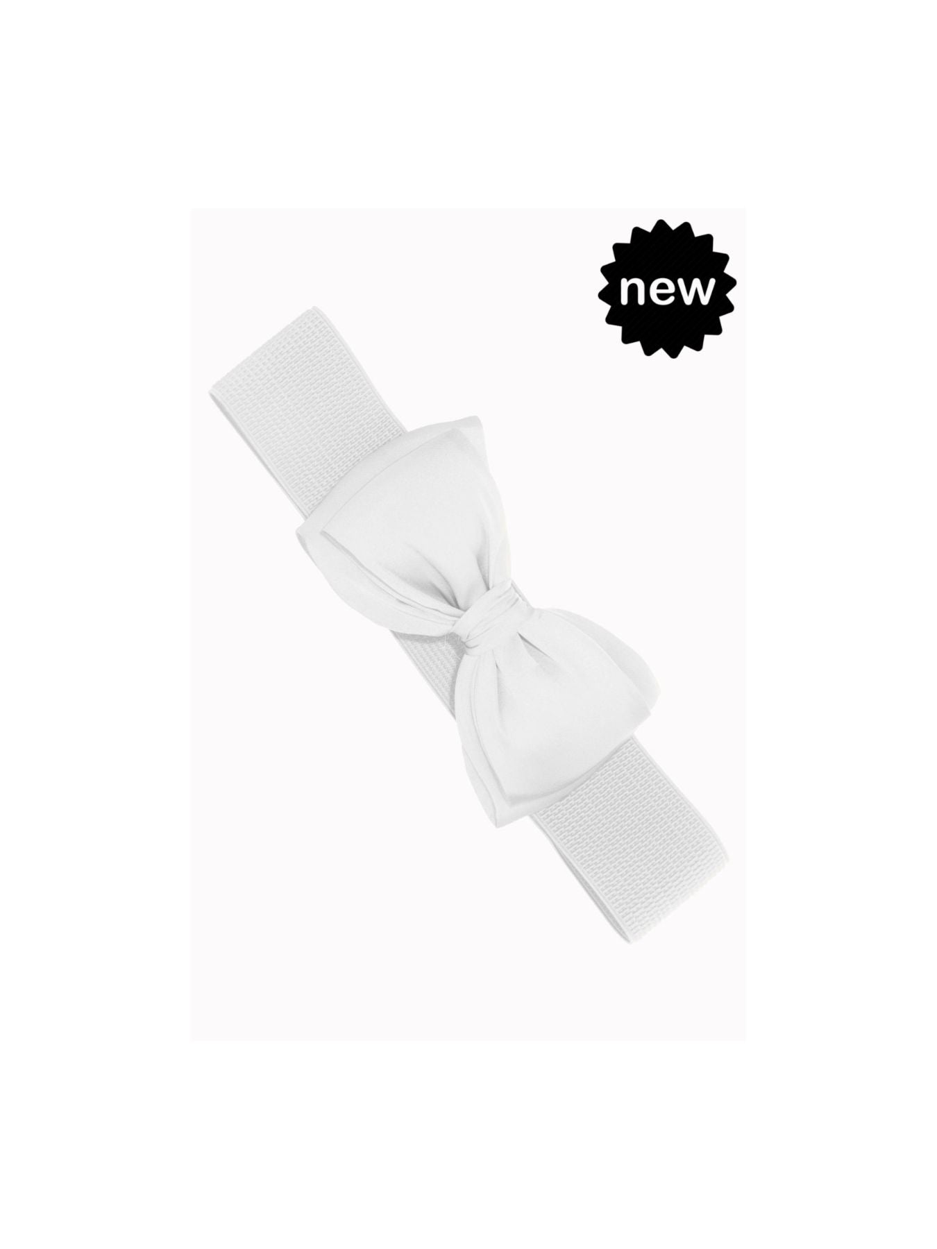 Off White Bella Retro Stretch Bow Belt - Curvique Vintage